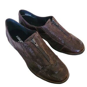 Vaneli Sport Brown Zip Up Shoes, Woman's Brown Flats